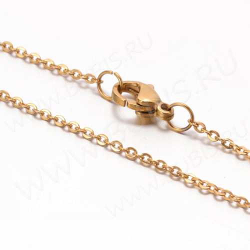 Шнур с замочком 52 Цепочка для кулона 2*1,5мм золотистая (Хирургическая сталь) (45см)