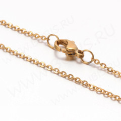 Шнур с замочком 52 Цепочка для кулона 2*1,5мм золотистая (Хирургическая сталь) (45см)