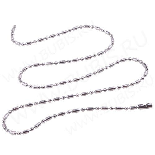 Шнур с замочком 54 Цепочка шариковая c бочонками 2,4мм цвет платины (Хирургическая сталь) (65см)