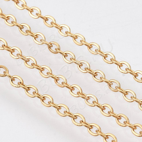 Цепочка S53-G ювелирная с плоским звеном 2,8*2*0,45мм золотистая (Хирургическая сталь)(50см)