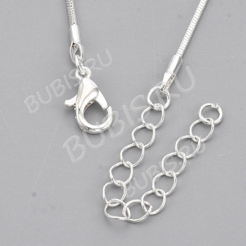 Шнур с замочком 59 Цепочка для кулона 1мм серебристый (Brass) (60см)  