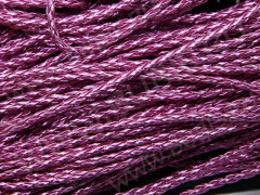 Шнур кожаный 23 кожзам плетёный круглый 3мм сиреневый металлик (1м)