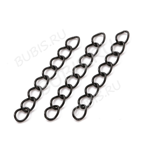 Цепочка удлинительная 09 неразъемная паяная 4*3*25мм чёрная (Хирургическая сталь)