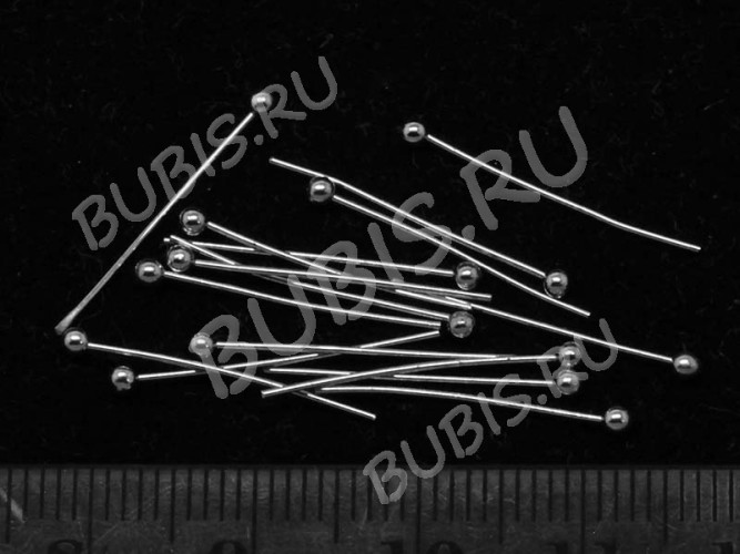 Штифт с ШАРИКОМ 20*0,4мм цвет платины (Brass) (50шт)