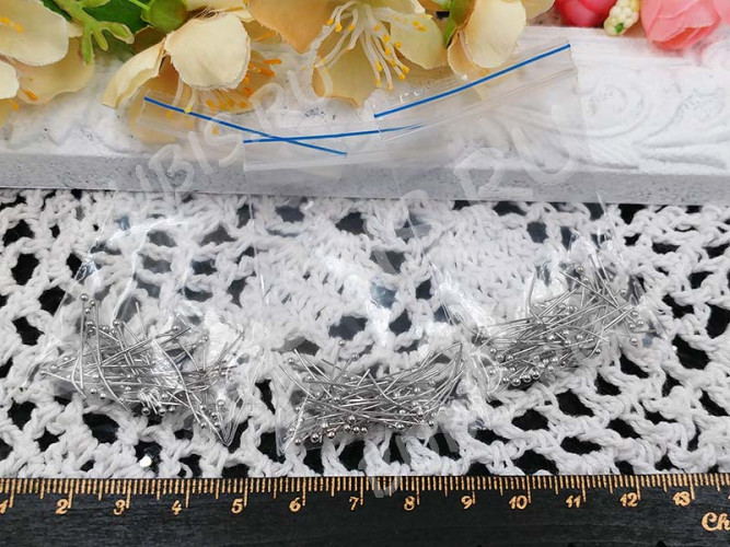 Штифт с ШАРИКОМ 20*0,4мм цвет платины (Brass) (50шт)