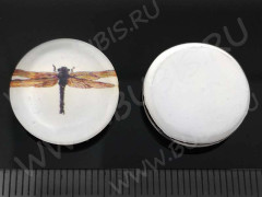 Кабошон стеклянный 33 Круглый 18*18*5мм рисунок 04 (стекло)