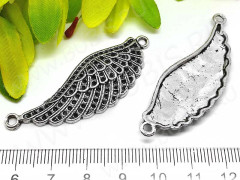 Подвеска Крыло 15 коннектор под стразы 53*18,5*4мм античное серебро (литьё)