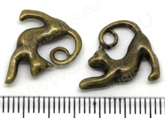 Подвеска Кошка 33 3D с хвостиком 17*14*3,4мм античная бронза (литьё)