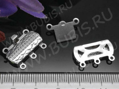 Замочек-застёжка №46 прямоугольный широкий на 3 нити 19,5*14,5*2,8мм цвет платины (хирургическая сталь)