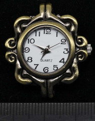 Заготовка для часов 115 Завитки 31*28,5*7,1мм античная бронза+белый (часы)