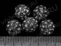 (СКИДКИ!!!) Бусина Шамбала 05 10мм т.серо-серебристая (керамика и стекло) (5ШТ.)
