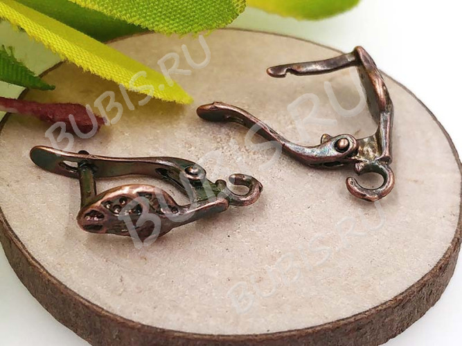 Швензы с английским замком №80 Листик 18*9,5*5,5мм античная медь (Brass) (1 пара)