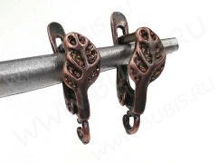 Швензы с английским замком №80 Листик 18*9,5*5,5мм античная медь (Brass) (1 пара)