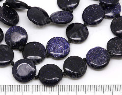 (ОПТ) Бусина каменная Круг 15 14*14*4мм Авантюрин т.синий имит. (камни) (НИТЬ)