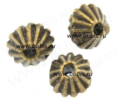 Бусина 093 биконус полосатый 4*3,8мм античная бронза (литьё) (10шт.)
