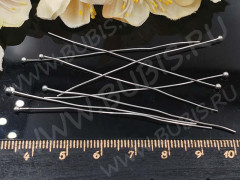 Штифт с ШАРИКОМ 60*0,6мм цвет платины (Brass) (10шт.)