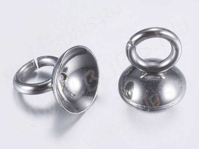 Концевик 102 шапочка бейл с петлей 6*6*6мм цвет платины (Хирургическая Сталь)