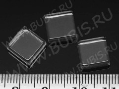 Кабошон стеклянный 24 Квадрат 10*10*3,5мм прозрачный (стекло)