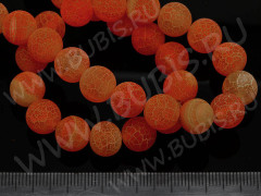 Бусина округлая 10мм матовый Агат кракле т.рыжий полупрозрачный (камни)