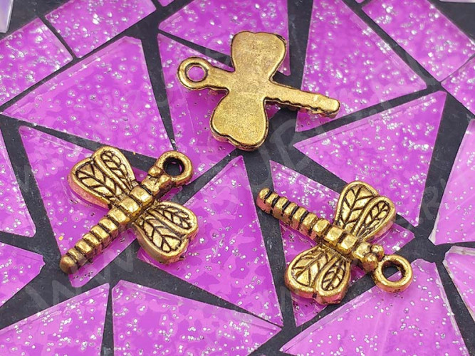 (СКИДКИ!!!) Подвеска Стрекоза 09 17,5*14,5*2мм античное золото (литьё) (10шт.)