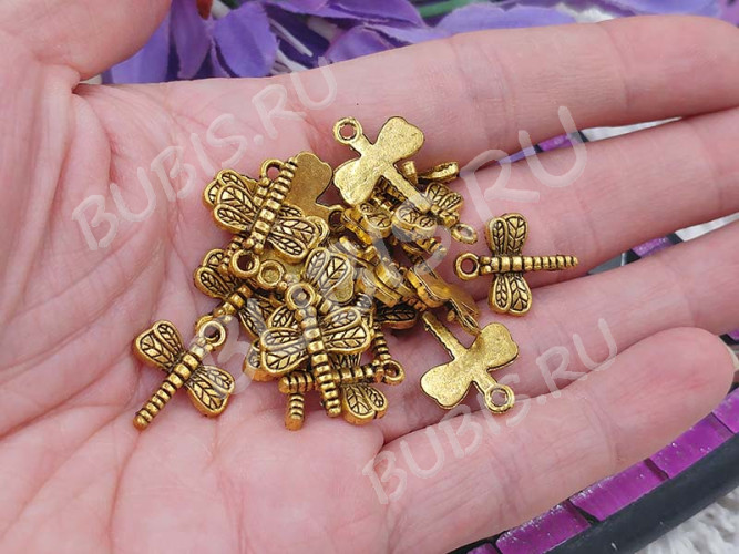 (СКИДКИ!!!) Подвеска Стрекоза 09 17,5*14,5*2мм античное золото (литьё) (10шт.)