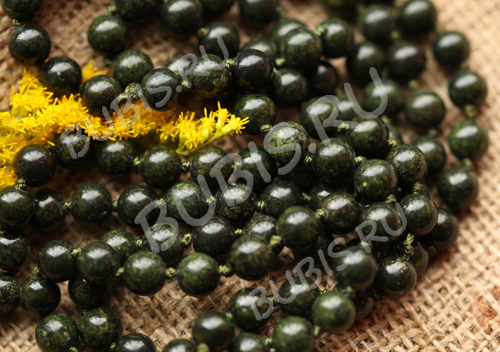 (СКИДКИ!!!) Бусина округлая 10мм Змеевик тёмный (камни) (10шт.)