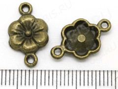 064 Коннектор Цветочек 04 28*10*2мм античная бронза (литьё)