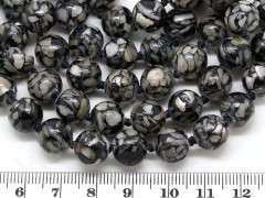 (ОПТ) Бусина округлая Мозаика 06 с перламутром 10мм чёрная (камни) (НИТЬ)