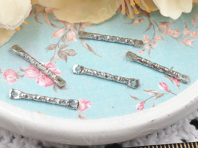 (СКИДКИ!!!) 344 Коннектор палочка с огранкой прямая 17*2,3*1,5мм цвет платины (Iron) (50шт.)