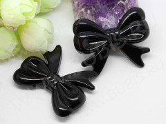 Бусина Бантик 02 3D большой 46*36*9,5мм чёрный непрозрачный (акрил)