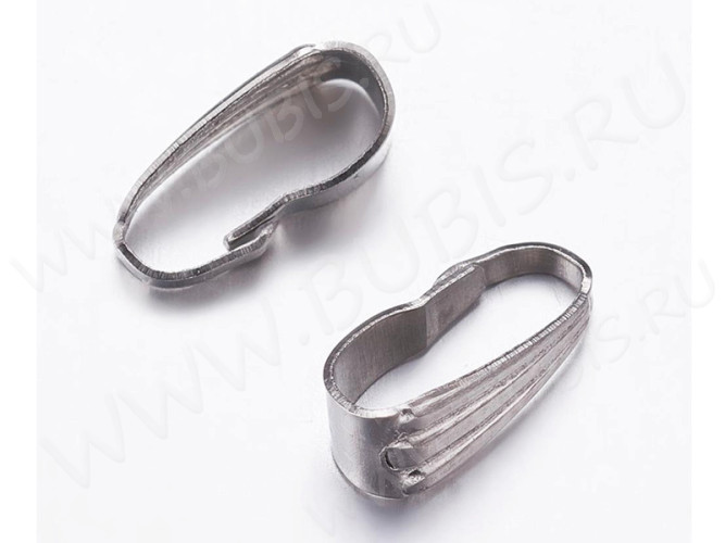 Держатель кулона 085 простой Скоба с узором овальная 9*4*3,7мм цвет платины (Хирургическая сталь) (10шт.)