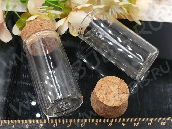 Бутылочка 82 баночка с пробкой 70*30*30мм прозрачная (стекло)