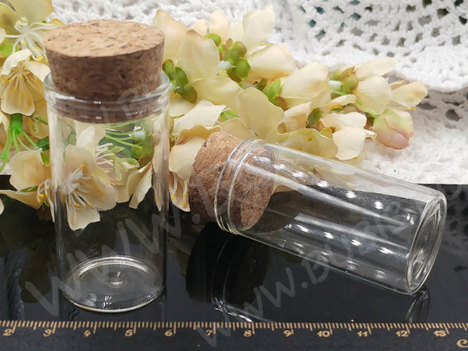 Бутылочка 82 баночка с пробкой 70*30*30мм прозрачная (стекло)