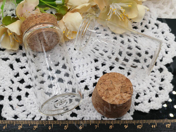 Бутылочка 82 баночка с пробкой 70*30*30мм прозрачная (стекло)