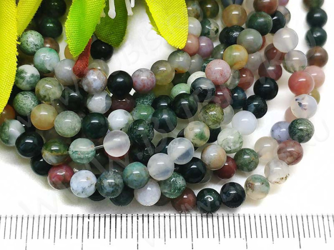 (ОПТ) Бусина округлая 4мм Агат Индийский (камни) (НИТЬ)