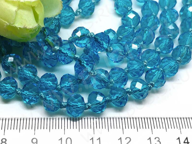 (СКИДКИ!!!) Бусина Абакус гранёный 8*8*5,5мм Хрусталь т.голубой прозрачный (имитация Сваровски) (10шт.)