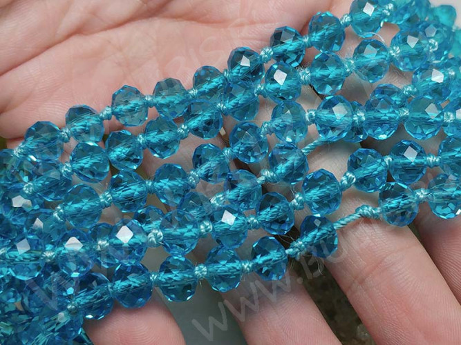 (СКИДКИ!!!) Бусина Абакус гранёный 8*8*5,5мм Хрусталь т.голубой прозрачный (имитация Сваровски) (10шт.)