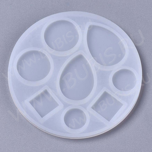 Молд 221 для эпоксидной смолы 90*90*5мм капля круг квадрат (силикон)