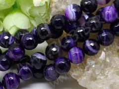 (ОПТ) Бусина округлая ГРАНЁНАЯ 12мм Агат Мадагаскарский фиолетово-чёрный (камни) (НИТЬ)