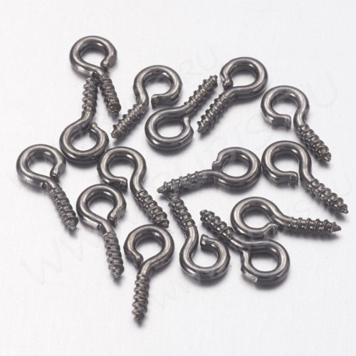 Штифт винтовой 02 толстый 8*4*1,3мм чёрный никель (Iron) (100шт)