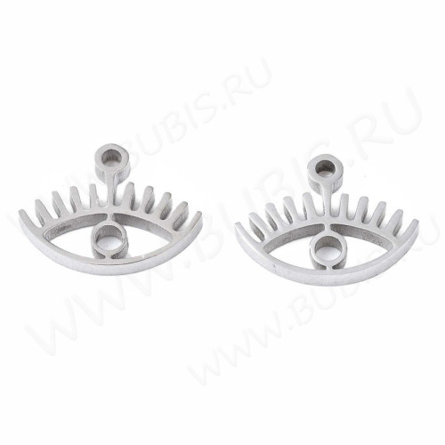 Подвеска Глаз с ресницами тонкий 11*8*1мм цвет платины (Хирургическая сталь)