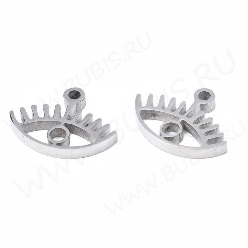 Подвеска Глаз с ресницами тонкий 11*8*1мм цвет платины (Хирургическая сталь)