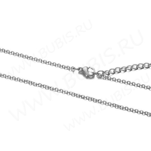 Шнур с замочком 55 Цепочка для кулона 2*1,5мм цвет платины (Хирургическая сталь) (60см)