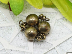 Магнитный замочек №33 Шар с колечками 14*8*8мм и 4мм античная бронза (Brass)