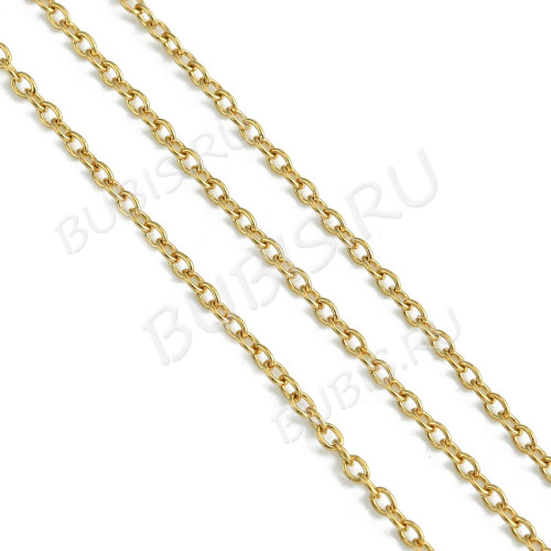 Цепочка S10-G Ювелирная сталь 2*1,6*0,4мм золотистая (Хирургическая сталь) (50см)