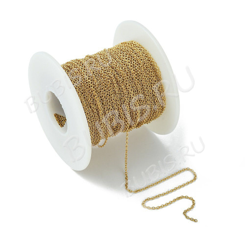 Цепочка S10-G Ювелирная сталь 2*1,6*0,4мм золотистая (Хирургическая сталь) (50см)