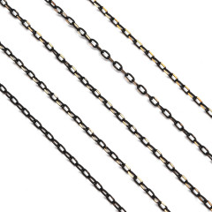Цепочка C45 с гранёным звеном 2*1*0,5мм чёрно-золотистая (Brass) (50см)