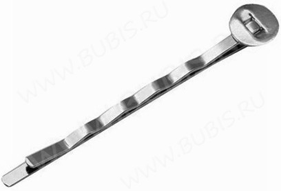 Основа (заготовка) для заколки №23 "невидимка" с платформой 8мм 51,5*8*5мм цвет платины (Iron)