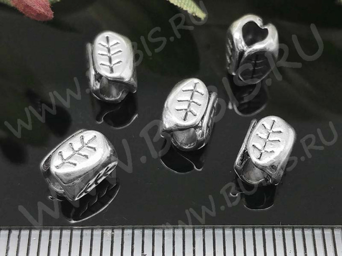 (СКИДКИ!!!) Бусина 021 Листики 7*5,5*5,5мм античное серебро (литьё) (10шт)