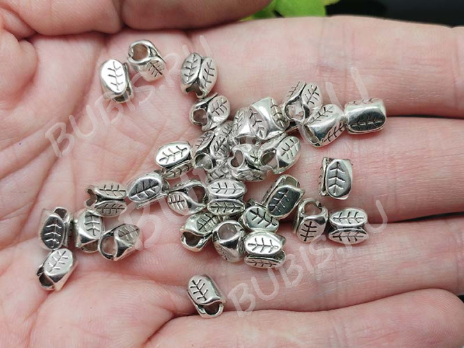 (СКИДКИ!!!) Бусина 021 Листики 7*5,5*5,5мм античное серебро (литьё) (10шт)